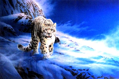 ジョウ・ナイトウの絵画作品　タイトルは、吹雪の中で